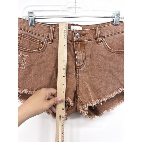 RVCA Hello Mellow Brown Cutoff Denim Jean Shorts Frayed Edge Women’s Size 29 - Picture 9 of 12